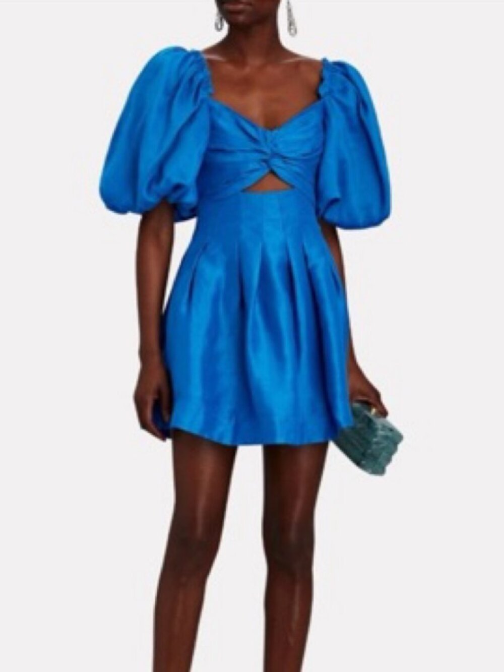 Aje Knot Puff Sleeve Mini Linen Dress